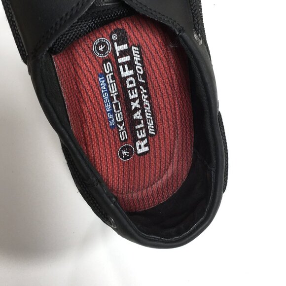 Skechers Work Loafers Mens Size 13 Black Leather Slip Resistant 77022 main image 9